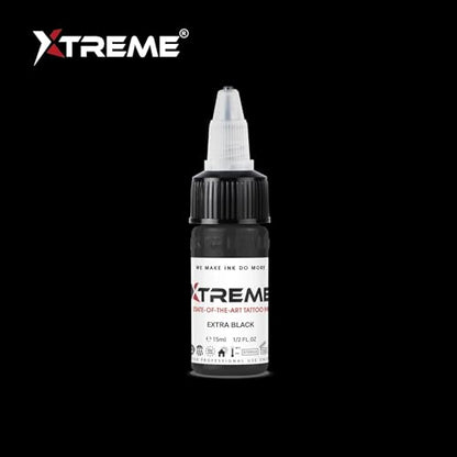 Xtreme Tattoo Ink, Versatile Medium Viscosity for Precision Tattooing, Rich Hue, Quick Healing, Acrylic-Free, Water Based and Premium Quality, Ready-to-Use Tattoo Ink (Extra Black, 0.5 oz) - color: Extra Black, size: 0.5 fl oz