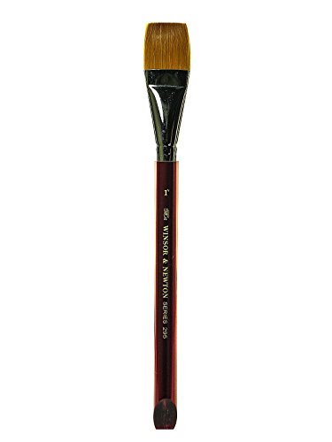 Winsor & Newton 5429125 Series 295 Golden Nylon & Natural Hair Pony Short Handle Brush - Flat Wash 1 inch - size: 1 inch, style: Series 295 Golden Nylon & Natural Hair Pony