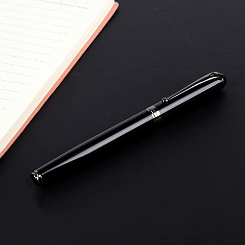 Fountain Pen-Smooth Writing Metal Water Pen with Gift Case Fine Nib Consistent Ink Flow Luxury Pen for Nice Pens Includes a Calligraphy Nib 8 Cartridges a Ink Refill Converter(Grey) - color: Grey