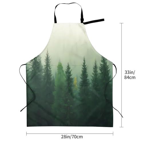 Fog Forest For Waterproof Adjustable Adult Apron With Pockets For Men And Women Cooking, Painting