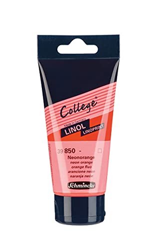 Schmincke - College Linol, artist's lino printing inks, neon orange in 75 ml tube, 39850013, low-odour water-based lino printing ink, lightfast, even print - color: Neon Orange, size: 2.54 Fl Oz (Pack of 1)