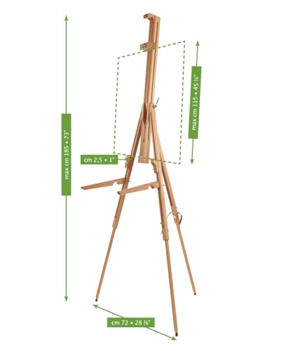 Mabef M/27 Field Easel, Lightweight Oiled Beech Wood Outdoor Easel with Adjustable Canvas Angle, Folding Shelf Brackets for Pastels, Up to 4 kg Load Capacity – Made in Italy - style: Compact,Portable