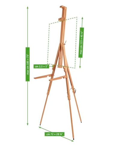 Mabef M/27 Field Easel, Lightweight Oiled Beech Wood Outdoor Easel with Adjustable Canvas Angle, Folding Shelf Brackets for Pastels, Up to 4 kg Load Capacity – Made in Italy - style: Compact,Portable