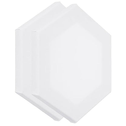 PATIKIL Paint Canvases for Painting, 2 Pack 8x7 Inch Hexagon Wood Frame Stretched Blank Art Canvas Board Panels for Acrylic, Oil, Tempera Painting, White - size: 8x7 Inch