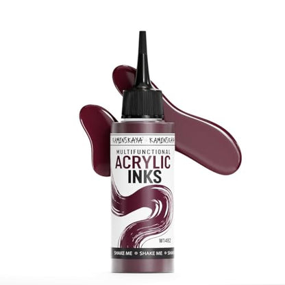 KAMENSKAYA Acrylic Inks for Artists - Marsala Acrylic Ink, 3.38 Fl Oz (100 ml) - color: Marsala