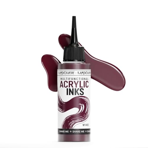 KAMENSKAYA Acrylic Inks for Artists - Marsala Acrylic Ink, 3.38 Fl Oz (100 ml) - color: Marsala