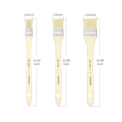 XDT#2801 Hake Artist Paint Brush 3 Piece Set #1.02in#1.5in#1.97in, Hog Bristle Flat Brushes for Painting, Acrylic Oil Watercolor - size: #1#1.5#2 3Pc Set