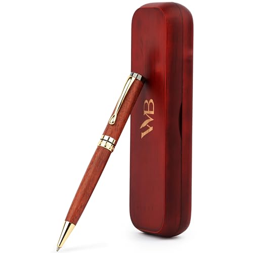Wordsworth and Black Ballpoint Pen Set - Stunning Luxury Pen Bamboo Rosewood Gold Finish, Refillable, Best Ball Pen for Men & Women, Black Ink Refill, Elegant, Point Pen - color: Rosewood