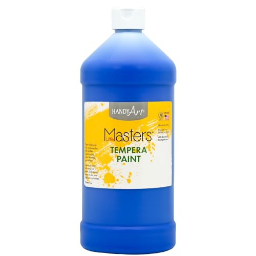 Handy Art Little Masters Tempera Paint, Blue, 32 oz Bottle, Bright & Mixable, High Opacity, Washable Colors for Classroom, Students, Kids, Young Artists, Safe & Non-Toxic, Made in USA - color: Blue, size: 32 Fl Oz (Pack of 1)