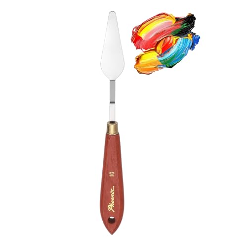 MECCANIXITY Pack of 1 Palette Knife No.10, 8.2" Long Palette Knives with Stainless Steel Flexible Spatula Pallet Knife and Wood Handle for Scraping, Mixing, Oil Acrylic Painting Canvas - style: No.10
