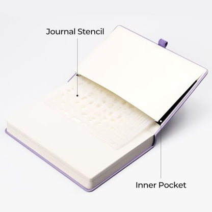 EMSHOI A5 Dotted Notebook Journal, 320 Pages 100gsm Thick Dotted Paper, Hardcover Leather Journal with Pen Holder & Inner Pocket, Dot Grid Notebook for Journaling, 5.75"x8.38", Light Purple - color: LightPurple, size: A5 Dotted