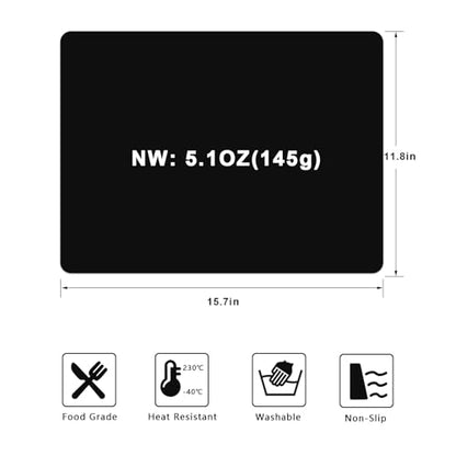 Silicone Placemats, Food-Grade Non-Slip Waterproof, Dining, Countertop Protector, Kitchen Counter Mat, Heat Resistant, Baking mat Dishwasher Safe - color: Black, size: 15.7 x 11.8 in - 2pcs (0.04 in)