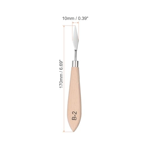 HARFINGTON Palette Knives Painting Tool 6.69" Stainless Steel Blade Spatula Painting Pallet Knife Wood Handle for Oil Acrylic Canvas Color Mixing - size: 10mmx170mm
