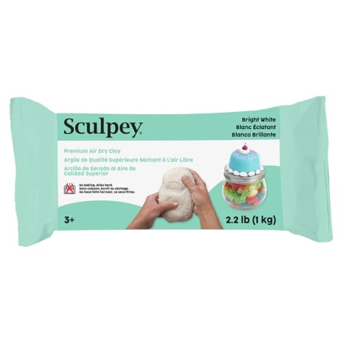 Sculpey Air-Dry, Premium Air Dry Clay, Bright White, No Baking Required, 2.2 lb. (1 kg), Pack of 3, 6.6 lbs. Total - color: White, 3-Pack