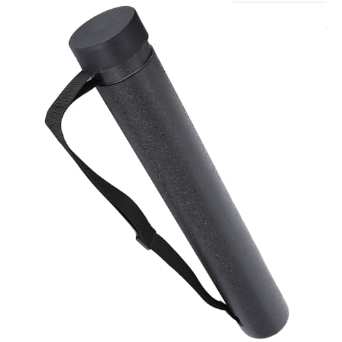 Telescopic Drawing Tube Plastic Storage Case with Flip Cover for Posters Maps Documents Art Supplies (Black) - color: Black