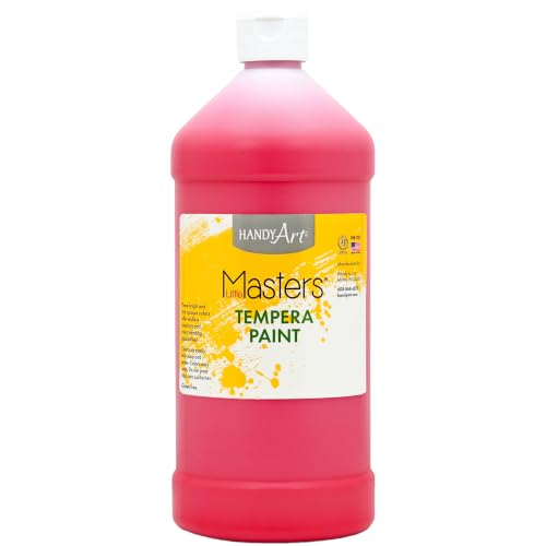 Handy Art Little Masters Tempera Paint, Red, 32 oz Bottle, Bright & Mixable, High Opacity, Washable Colors for Classroom, Students, Kids, Young Artists, Safe & Non-Toxic, Made in USA - color: Red, size: 32 Fl Oz (Pack of 1)