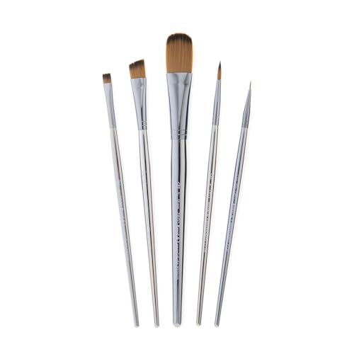 Royal & Langnickel Zen 5pc Standard Handle Brush Set, Includes - Oval Wash, Angular, Round, Chisel & Liner Brushes