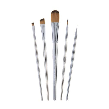 Royal & Langnickel Zen 5pc Standard Handle Brush Set, Includes - Oval Wash, Angular, Round, Chisel & Liner Brushes