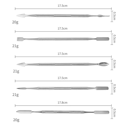 GSHLLO 5 Pcs Polymer Clay Sculpting Tool Set Stainless Steel Clay Spatula Double Ended Shaping Tools Metal Wax Carving Tools DIY Pottery Modeling Tool Ceramic Embossing Supplies for Figurines Crafts