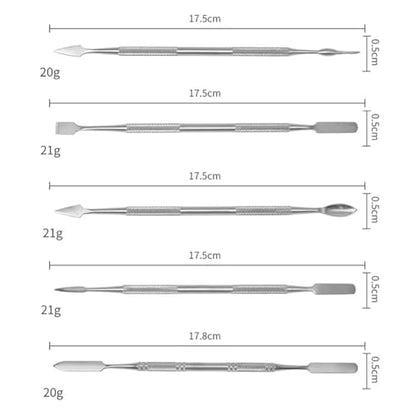 GSHLLO 5 Pcs Polymer Clay Sculpting Tool Set Stainless Steel Clay Spatula Double Ended Shaping Tools Metal Wax Carving Tools DIY Pottery Modeling Tool Ceramic Embossing Supplies for Figurines Crafts