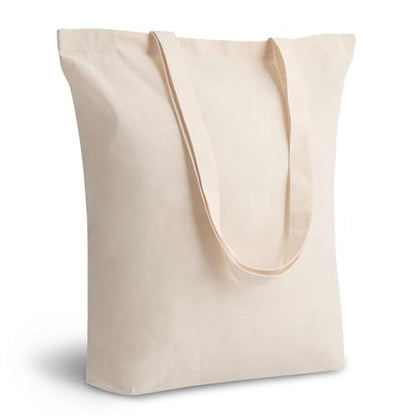 TOPDesign 24-Pack Cotton Tote Bags with 4" Gusset, 15"x16"x4" Economical Lightweight Reusable Grocery Shopping Cloth Bags, Bulk Blank Plain Totes for DIY, Vinyl, Sublimation, Gift (Natural) - color: Natural