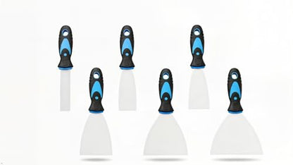 6 Pack Putty Knife Set – Stainless Steel Spackle & Paint Scrapers (1", 1.5", 2", 3", 4", 5") | Flexible Metal Scraper Tools for Drywall Repair, Wallpaper Removal, Plaster & Adhesive