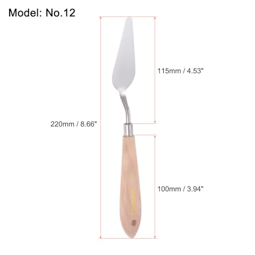 HARFINGTON No.12 Painting Palette Knife Stainless Steel Pointy Spatula Pallet Knife with Beech Wood Handle for Oil Acrylic Paint Canvas Mixing Spreading