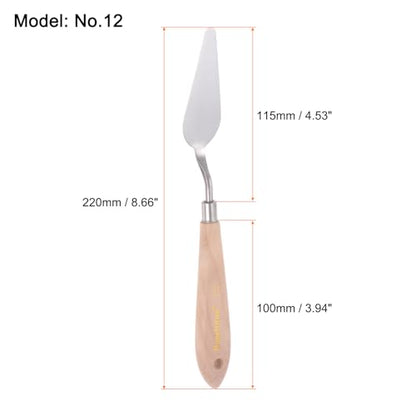 HARFINGTON No.12 Painting Palette Knife Stainless Steel Pointy Spatula Pallet Knife with Beech Wood Handle for Oil Acrylic Paint Canvas Mixing Spreading