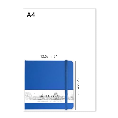 5" x 5" Hardcover Sketch Book,Small Mixed Media Sketch Pad,58 Sheets 150GSM Acid-Free Artist Drawing Paper,Travel Journal Blank Notebook for Adults Painting,Illustration,Art Supplies.Navy Blue - color: 150gsm PU-navy blue