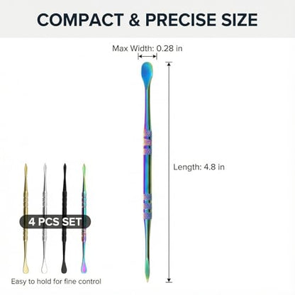 4 Pcs Wax Carving Tools Set, Stainless Steel Double-Ended Sculpting Tools for Wax Clay Pottery, Non-Slip Grip Detail Modeling Tools for Sculpting, Carving, Shaping & Jewelry Making(4.8inch）
