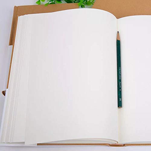 5.5x8.25 Sketch Book, Pack of 2, 240 Sheets (100gsm), Hardcover Bound Sketch Notebook, 120 Sheets Each, Acid Free Blank Drawing Paper, Ideal for Kids & Adults, Kraft Cover - size: A5
