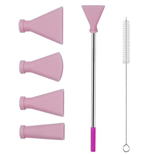 4PCS Stainless Steel Straw Blow Nozzles Set for Acrylic Paint Pouring Supplies, Painting Nozzle Tool with 4 Size Nozzles, Pour Painting Supplies for Fluid Art Bloom and Dutch Pouring (Pink) - color: Pink
