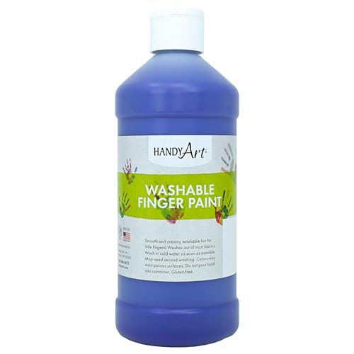 Handy Art Washable Finger Paint, Violet, 16 oz Bottle, Easy Clean Up, Sensory Paints for Fingers & Hand Prints, Ages 3 & Up, Safe for Kids & Toddlers, AP Certified Non-Toxic, Made in USA - color: Violet