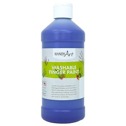Handy Art Washable Finger Paint, Violet, 16 oz Bottle, Easy Clean Up, Sensory Paints for Fingers & Hand Prints, Ages 3 & Up, Safe for Kids & Toddlers, AP Certified Non-Toxic, Made in USA - color: Violet