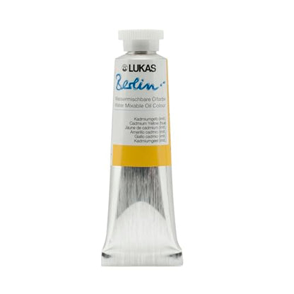Lukas Berlin Pro Artists Water Mixable Oil Paint 37 ml Tube Cadmium Yellow Hue, Water Soluble, Lightfast Pigments, Quick Drying, Easy Clean-Up, Eco-Friendly, Professional Quality, 40 Color Range - color: Cadmium Yellow Hue, size: 1.25 Fl Oz (Pack of 1)
