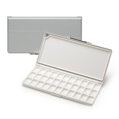 MEEDEN Watercolor Palette with Lid: 33 Wells Airtight Folding Paint Palette with Large Mixing Tray - Empty Acrylic Painting Art Pallet 12.5''x 6.5'' Grey - color: Gray