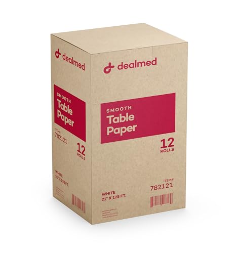 Dealmed Medical Exam Table Paper Roll | Disposable Covers for Doctors, Physicians, Diaper Changing, Waxing, Chiropractor, Tracing, Drawing, Coloring | Smooth, White, 21" x 125', 12 Rolls/Case - color: Smooth White, size: 21" x 125'