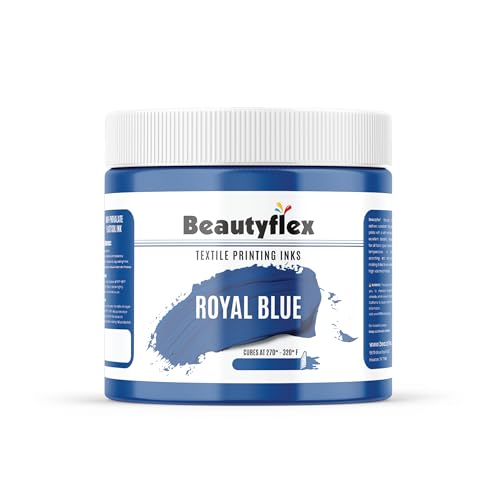 BEAUTYFLEX® Screen Printing Ink ROYAL BLUE Plastisol Ink for screen printing - Fast Curing Painting for Cotton, Polyester and Other Fabrics, Fabric Paint for screen printing kit (16 fl oz, Pint) - color: Blue, size: 16 Fl Oz (Pack of 1)