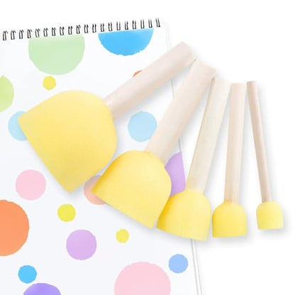 10 Pcs Round Painting Sponges Foam Brushes Foam Stencil Sponge Daubers Wood Handle Sponge Brush Painting Sponge Sticks Tools