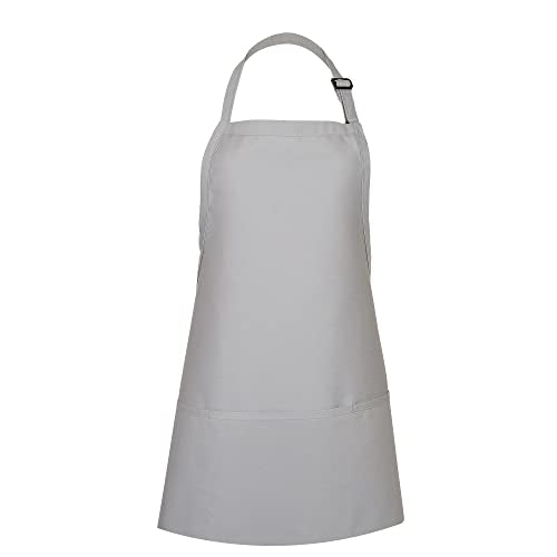 FAME® 3 Pocket Adjustable Unisex Bib Apron - F10 - Restaurants, Home, Hobbyist, Chef, Paint Party, Gardener, Grocery Store - color: Silver, size: One Size