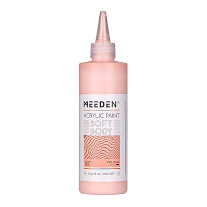 MEEDEN Soft Body Acrylic Paint: Light Pink Matte Finish - 250ml/8.45oz Bulk Acrylic Colors in Ergonomic Bottle - Fluid Flow Art Paints for Artists Canvas Painting - color: Light Pink