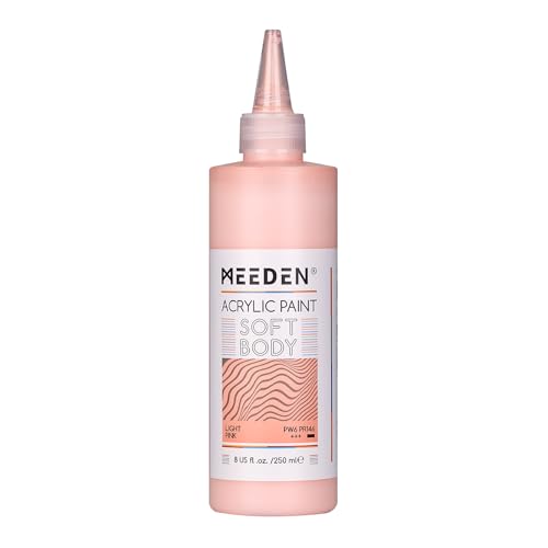 MEEDEN Soft Body Acrylic Paint: Light Pink Matte Finish - 250ml/8.45oz Bulk Acrylic Colors in Ergonomic Bottle - Fluid Flow Art Paints for Artists Canvas Painting - color: Light Pink