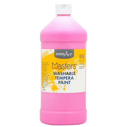 Handy Art Little Masters Washable Tempera Paint, Pink, 32 oz Bottle | Bright & Mixable, High Opacity, Washable Colors for Classroom, Students, Kids, Young Artists, Safe & Non-Toxic, Made in USA - color: Pink, size: 32 Fl Oz (Pack of 1)