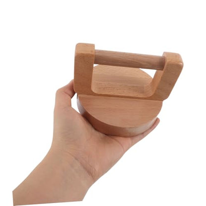 KHBUAB Beech Wood Printmaking Baren Round Ergonomic Handle and Cleaning Cloth, Wooden Lino Printing Press Tool for Beginner and Professional Block Printing Artists