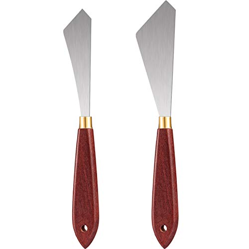 Palette Knife Set Spatula Pallet Knives Stainless Steel Painting Knife Mixing Scraper Oil Painting Accessories Paint Metal Knives Wood Handle for Art Acrylic Draw Color Mixing Supplies(2 Pieces)