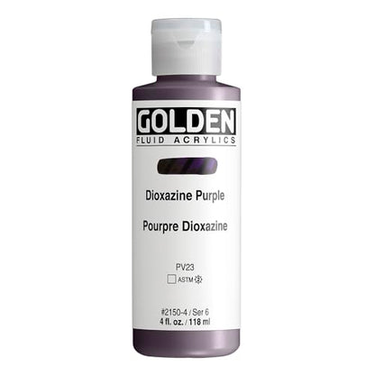 GOLDEN Fluid Acrylics, Dioxazine Purple, 4 fl. oz. Bottle, Professional Acrylic Paint, Transparent