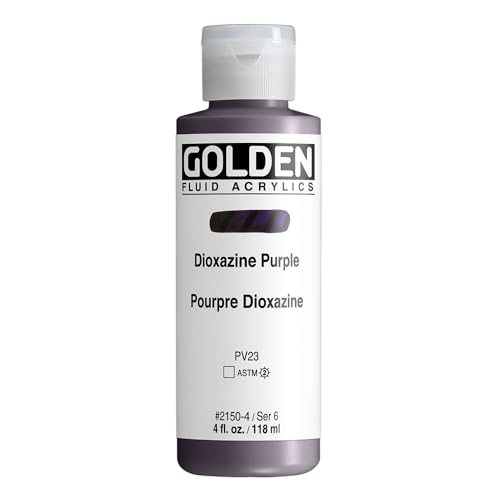 GOLDEN Fluid Acrylics, Dioxazine Purple, 4 fl. oz. Bottle, Professional Acrylic Paint, Transparent