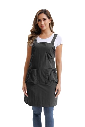 Nanxson Kitchen Apron for Women,H Style Cooking Apron with 3 Pockets | Waterproof material,pocket with buckle,adjustable waist strap,work apron for kitchen art painting gardening - color: Black