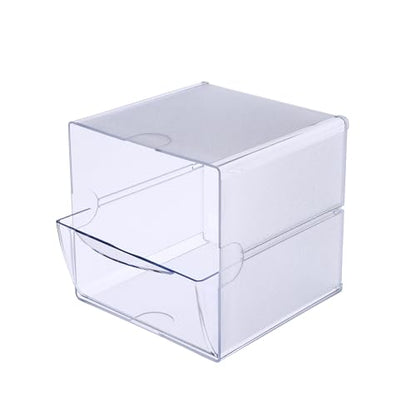Deflecto Stackable Cube Organizer, Desk and Craft Organizer, 1 Drawer, Clear, Removable Drawer, 6"W x 6"H x 7"D (350801) - style: 1 Drawer