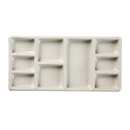 MEEDEN 9-Well News Ceramic Rectangle Artist Paint Palette for Watercolor Gouache Acrylic Oil Painting, 6-4/5 by 3-1/3-Inch